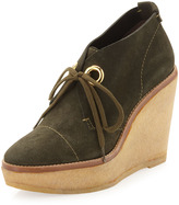 Thumbnail for your product : Andrew Stevens Platform Wedge Suede Ankle Boots, Green
