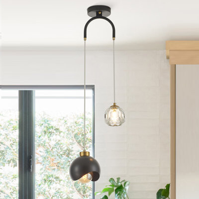 Ebern Designs 2 - Light Modern Pendant Light With Crystal Accent