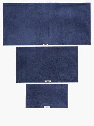 Tekla Set Of Three Organic-cotton Towels - Navy