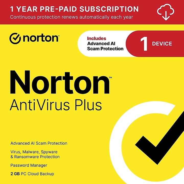 Norton Co. AntiVirus Plus Software for 1 Device, Windows/Mac, Download (21390616)