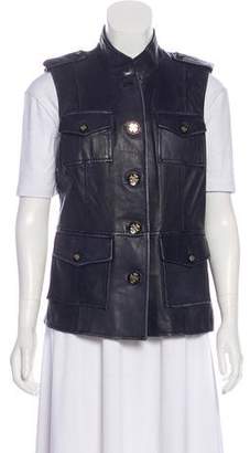 Tory Burch Leather Button-Up Vest