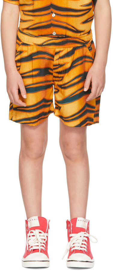 Endless Joy SSENSE Exclusive Kids Black & Orange Harimau Shorts