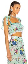 Thumbnail for your product : Alessandra Rich Floral Copped Frill Top in Mint