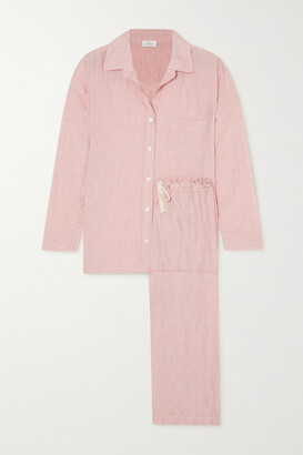 POUR LES FEMMES Crinkled Organic Cotton-voile Pajama Set - Pink