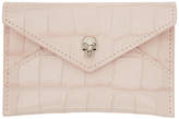 Thumbnail for your product : Alexander McQueen Pink Croc Skull Envelope Card Holder