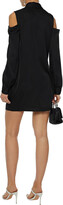 Thumbnail for your product : RtA Trixie Cold-shoulder Tie-neck Stretch-silk Mini Shirt Dress