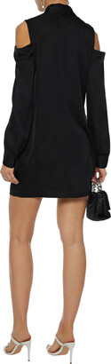 RtA Trixie Cold-shoulder Tie-neck Stretch-silk Mini Shirt Dress