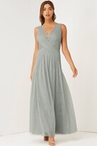 Thumbnail for your product : Little Mistress Grey Pleated Lace Maxi Dress
