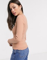 Thumbnail for your product : New Look babylock long sleeve lettuce edge top in camel