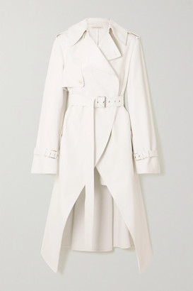 Alexander McQueen Asymmetric Leather Trench Coat - Ivory