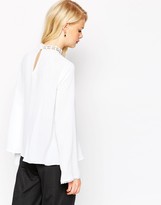 Thumbnail for your product : ASOS Ultimate Embroidered High Neck Blouse