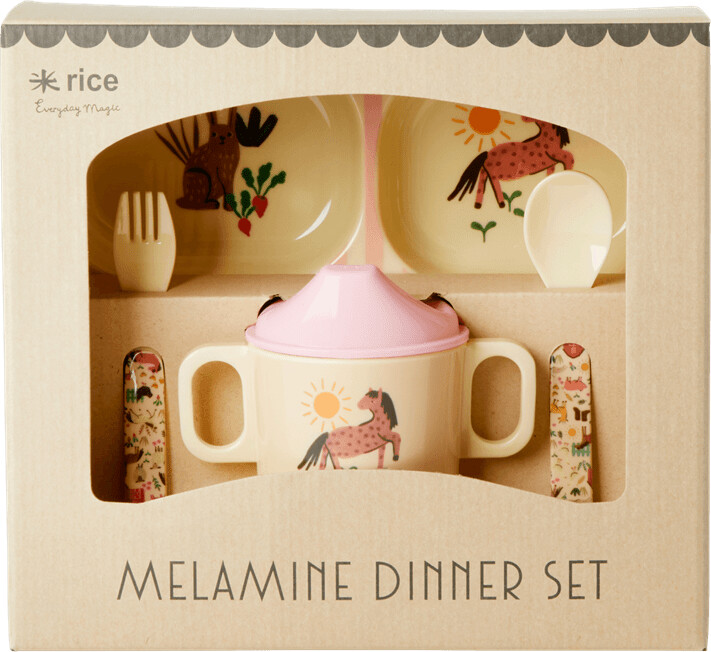 Rice by Rice Pink / Purple Melamine Baby Dinner Set In Gift Box - Pink ...
