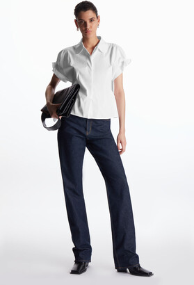 COS Smocked Short-Sleeve Shirt - ShopStyle Tops