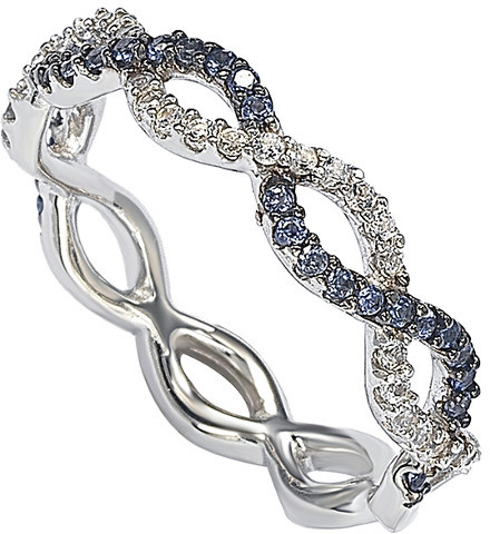 Suzy Levian Silver 1.02 Ct. Tw. Diamond & Sapphire Eternity Ring ...