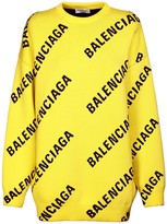 Thumbnail for your product : Balenciaga Logo Cotton Blend Knit Crewneck Sweater