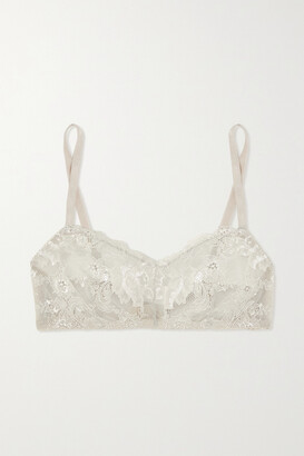 I.D. Sarrieri Anna Metallic Embroidered Tulle Soft-cup Bra - Silver