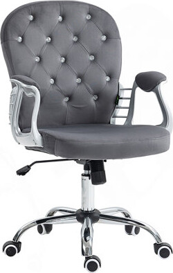 Home Office Chair, Button Tufted Desk Chair With Padded Armrests, Adjustable Height And Swivel Wheels
