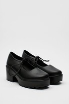 Thumbnail for your product : Nasty Gal Womens Faux Leather Chunky Mary Jane Shoes - Black - 4