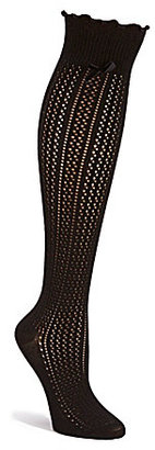 Hue Scalloped Openwork Knee Socks with Bow