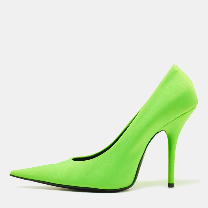 Balenciaga Neon Green Nylon Knife Pumps Size 40.5 - ShopStyle
