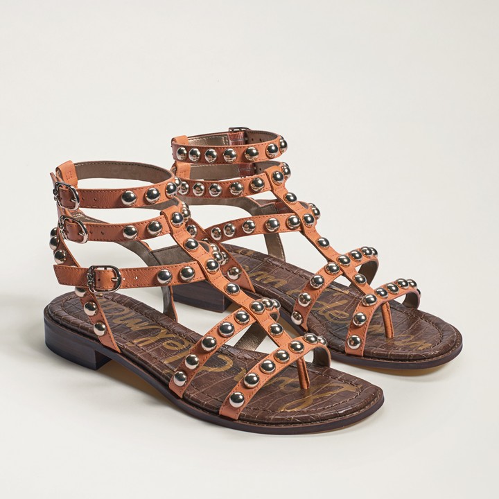 tan studded gladiator sandals