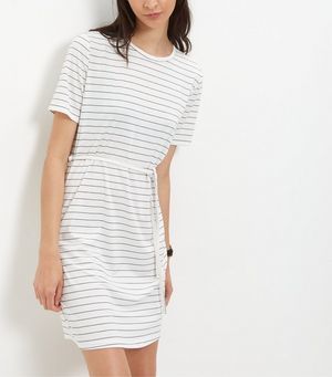 Tall White Stripe Belted Tunic Dress