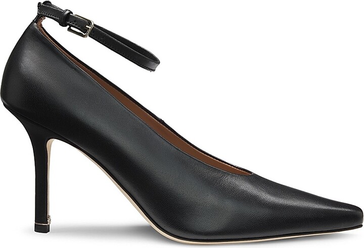 HUGO BOSS Women's Nappa-Leather Pumps with Ankle Strap - Black - Size 6