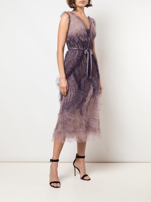 Marchesa Sequin-Embellished Midi Dress