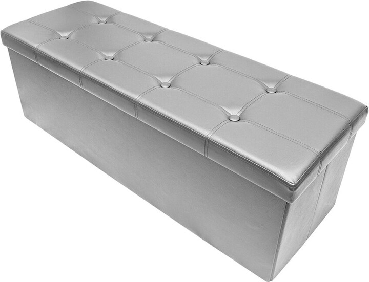 Sorbus Faux Leather Folding Storage Ottoman