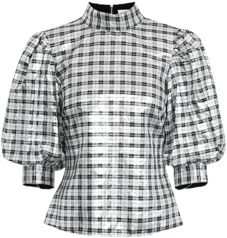 Ganni Lagarde metallic silk-blend blouse