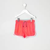 Thumbnail for your product : River Island Mini boys fluro coral runner swim shorts