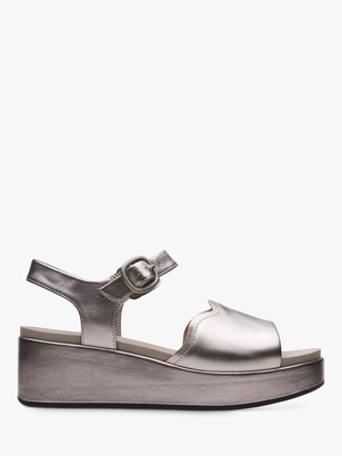 Clarks Kimmei Way Metallic Wedge Sandals, Pewter