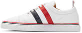 Thumbnail for your product : Thom Browne White Diagonal Stripe Straight Toe Cap Sneakers