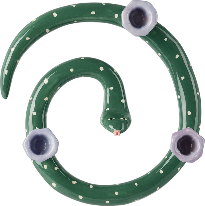 Laetitia Rouget Khaki & Purple Sneaky Dots Candle Holder