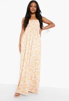 Thumbnail for your product : boohoo Petite Shirred Bandeau Floral Maxi Dress
