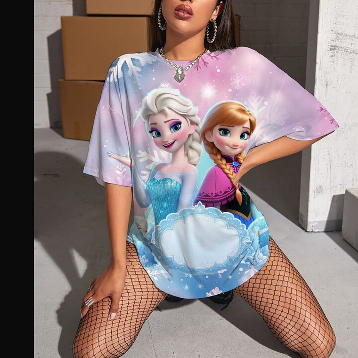Disney Princess print Tees Casual Street Frozen Camisetas Woman Clothing Summer Short Sleeve Women T-Shirt Ropa De Mujer Ofertas
