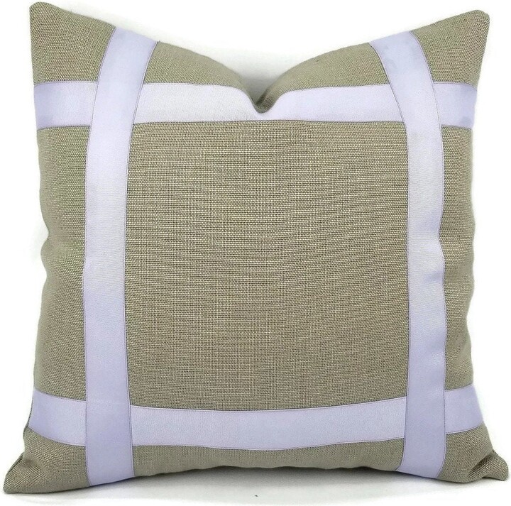Etsy Gray Linen With Lavender Ribbon Embellished Pillow Cover - 18.5\