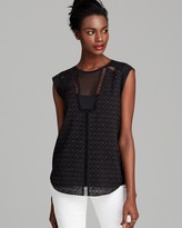 Thumbnail for your product : Rebecca Taylor Top - Geo Clip Mesh Inset