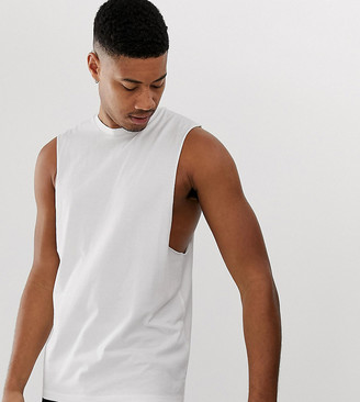 ASOS DESIGN Tall organic relaxed sleeveless t-shirt with dropped armhole in white