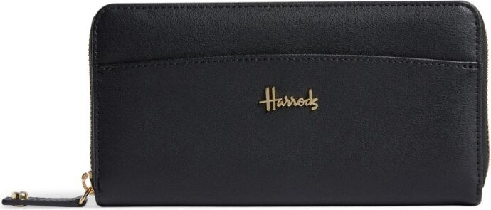 Harrods Gold Outline Building Long Wallet - Black - One Size