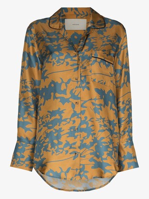 ASCENO Paris Leaf Print Silk Pyjama Top