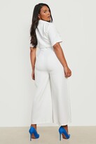 Thumbnail for your product : boohoo Plus Woven Front Knot Culotte Jumpsuit