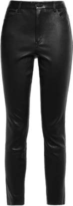 Theory Cropped Stretch-leather Skinny Pants