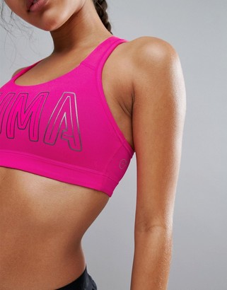 Puma Powershape Medium Support Racer Back Gym Bra In Pink