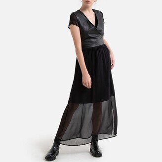 Ikks 2-in-1 Maxi Dress with Leather Gilet
