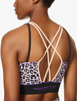 Thumbnail for your product : Redemption Athletix Leopard-print scoop-neck recycled polyamide-blend bra