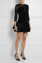 Thumbnail for your product : Elie Saab Lace-paneled stretch-knit mini dress
