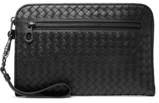 Bottega Veneta Intrecciato Leather Travel Wallet - Black