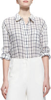 Thumbnail for your product : Elizabeth and James Oversize Windowpane-Check Voile Blouse