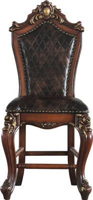 Hokku Designs Counter Height Chairs For Dining - Chocolate Faux Leather, Elegant Queen Legs, Solid Back, Extended Footrest 2 Leather Seat, Rectangular Shape, Color,